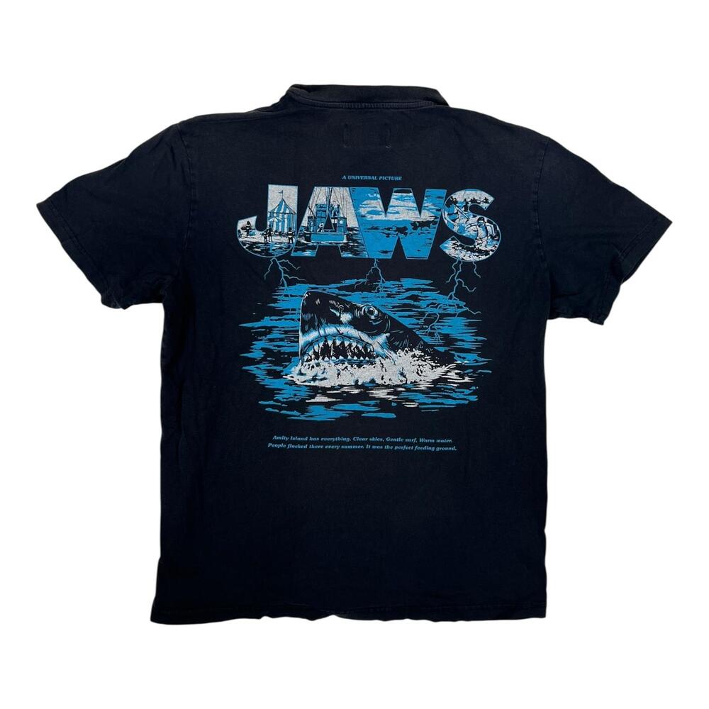 Jaws Shoe Palace T-Shirt Mens Large Black Shark Movie Retro Vintage
